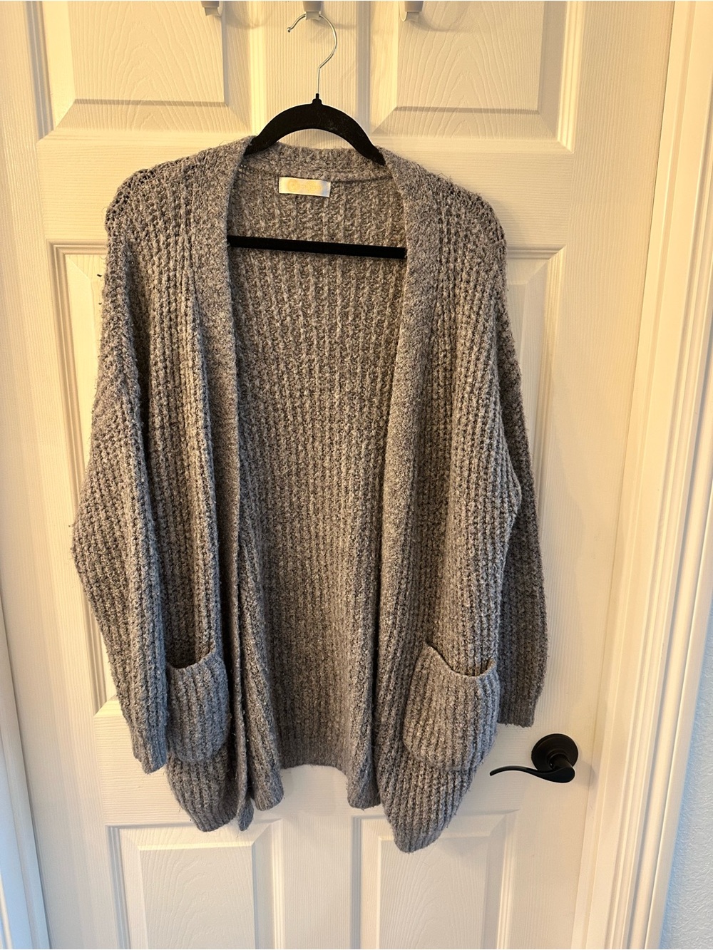 Cozy Open-Front Gray Women's Cardigan Sweater